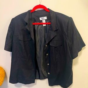 Bicé Vintage - buttons down short sleeve black - with shoulder pads -20W